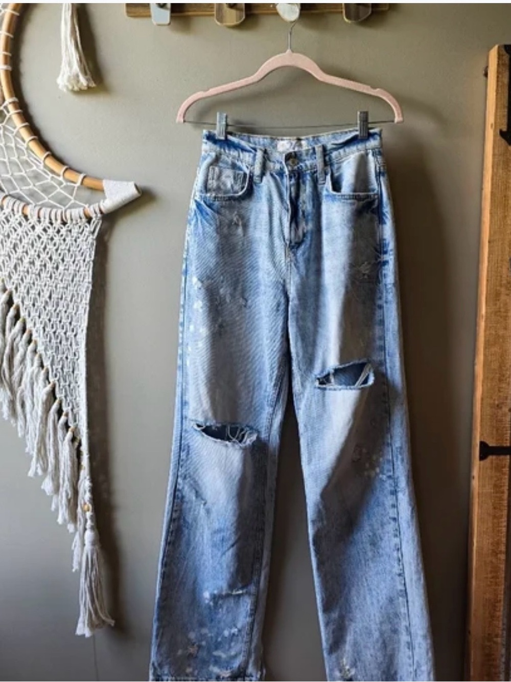 Free People Light Blue Distressed Boyfriend Jeans